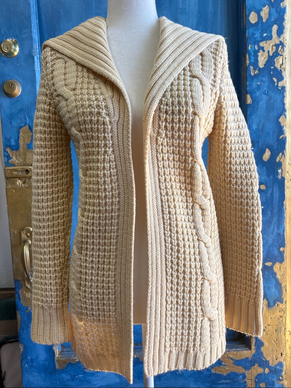 Cozy Cable-Knit Cream Hooded Sweater Cardigan